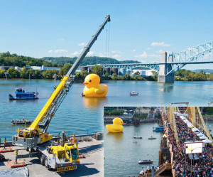 ALL Erection & Crane Rental of Pennsylvania, LLC Uses Grove TMS9000 to Lift Giant Rubber Duck in Pittsburgh
